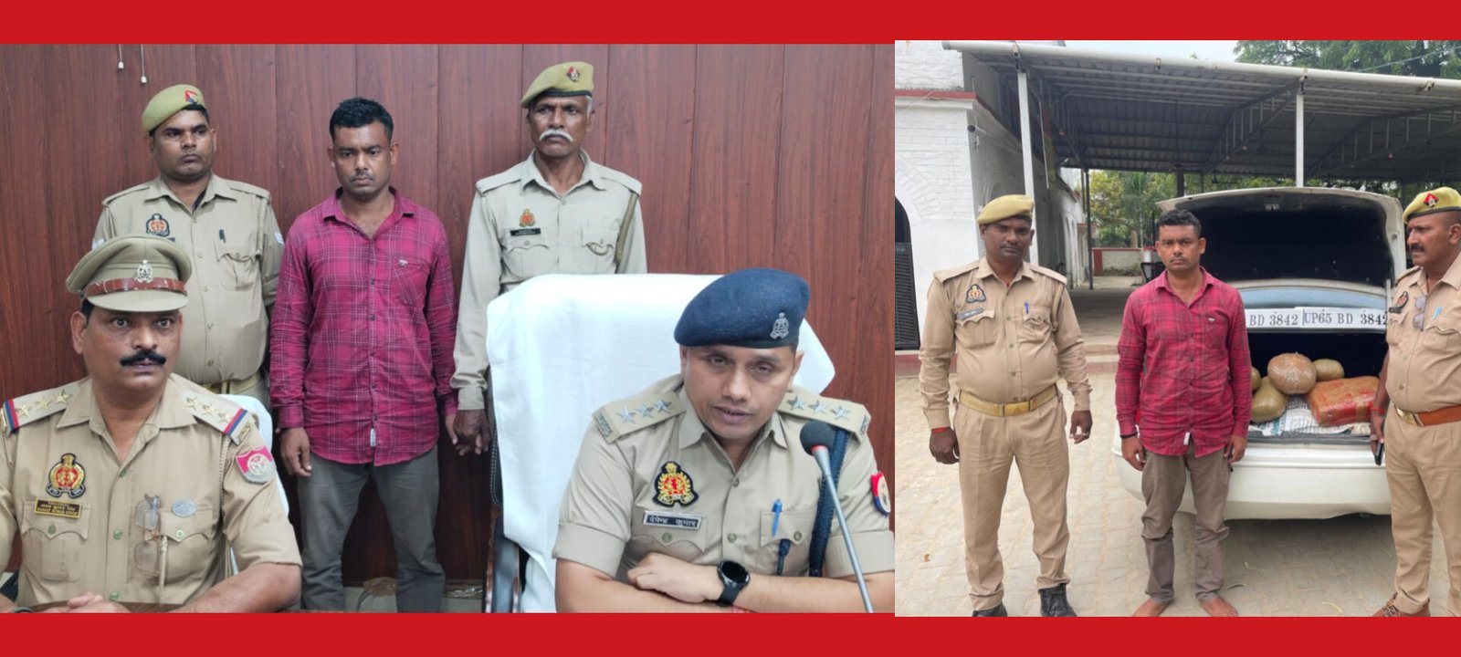 चंदौली में लग्जरी कार से 52 किलो गांजा बरामद, चेकिंग के दौरान घेराबंदी कर सदर कोतवाली ने पकड़ा