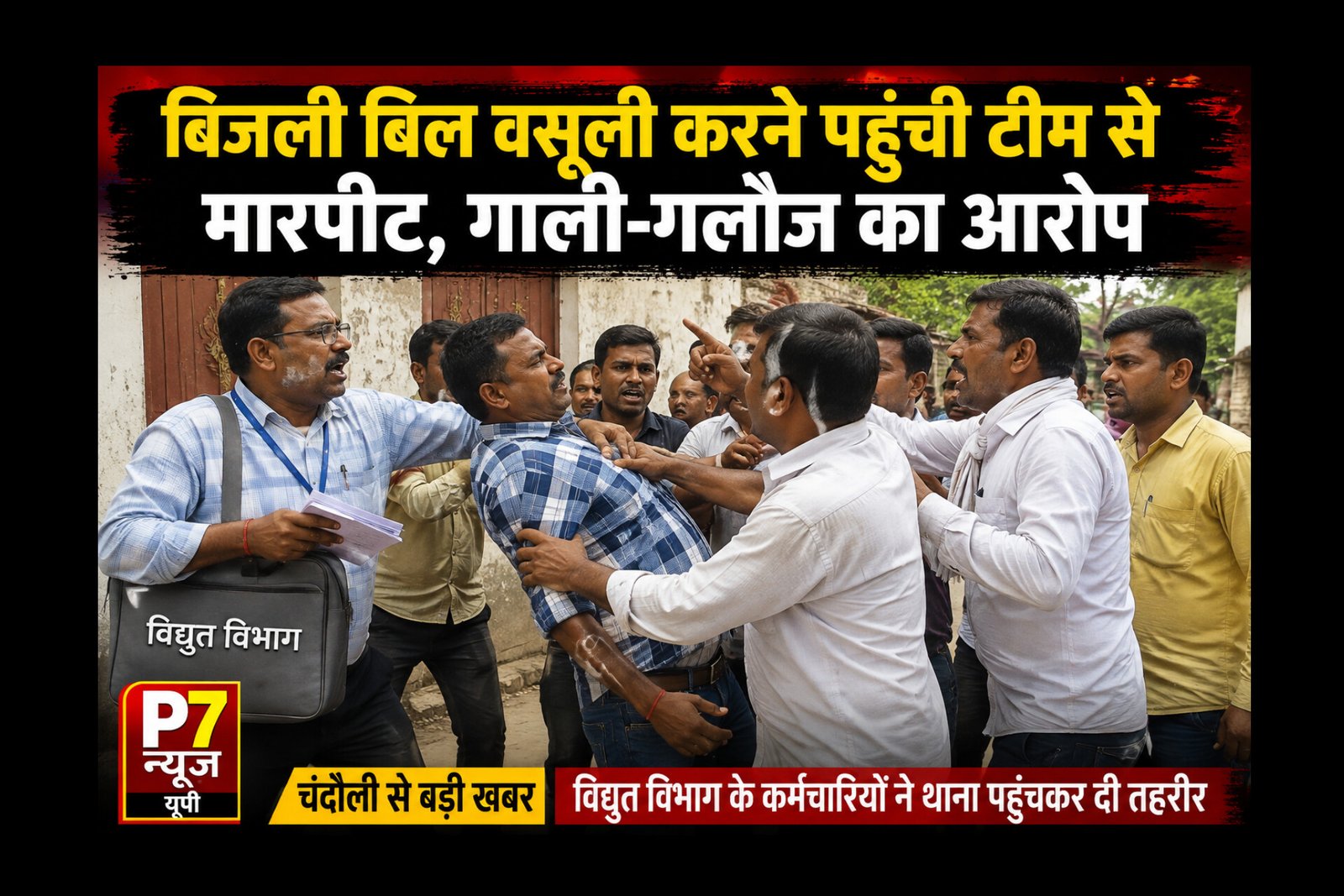 Chandauli News: कोड़रिया में बिजली बिल वसूली टीम से मारपीट का आरोप, सदर कोतवाली में कर्मचारियों ने दी तहरीर, कार्रवाई नहीं हुई तो आंदोलन की चेतावनी