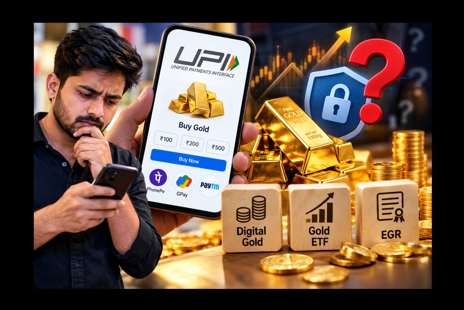 Chandauli News: क्या आपके UPI ऐप वाला Gold सुरक्षित है? Gold खरीदने से पहले रुकिए! UPI से खरीदा Digital Gold कितना सुरक्षित? ₹100-500 के Gold से पहले जानिए Digital Gold, ETF और EGR का असली फर्क