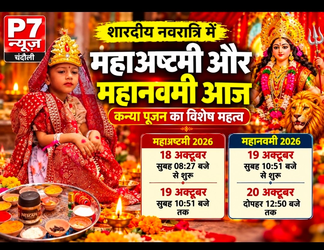 Chandauli News: शारदीय नवरात्रि की महाअष्टमी और महानवमी आज, कन्या पूजन से मिलेगा मां दुर्गा का आशीर्वाद, कन्या पूजन से लेकर हवन तक, जानिए पूजा की तिथि और शुभ समय
